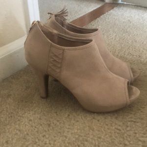 Madden girl peep toe suede booties